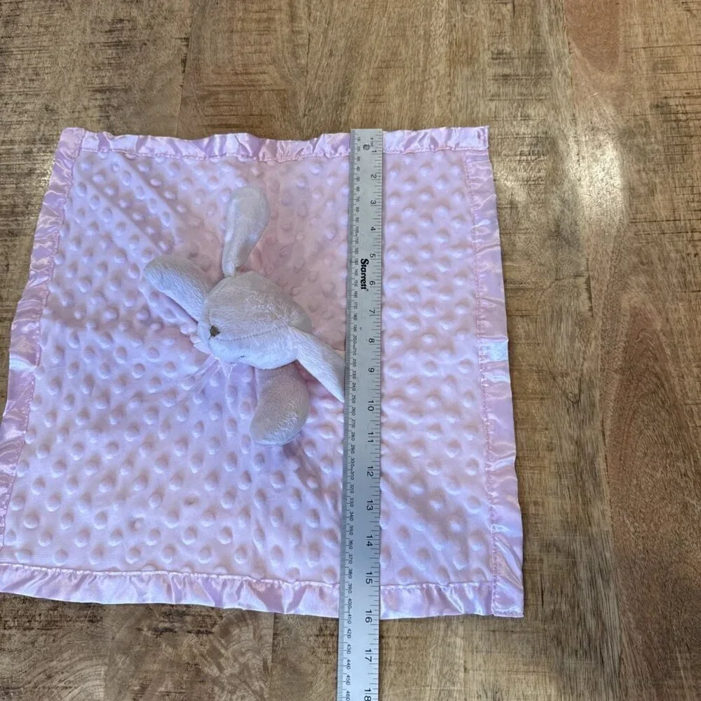 Pink Bunny Lovey Plush Minky Dot Security Blanket Satin Like Trim Pro Goleem